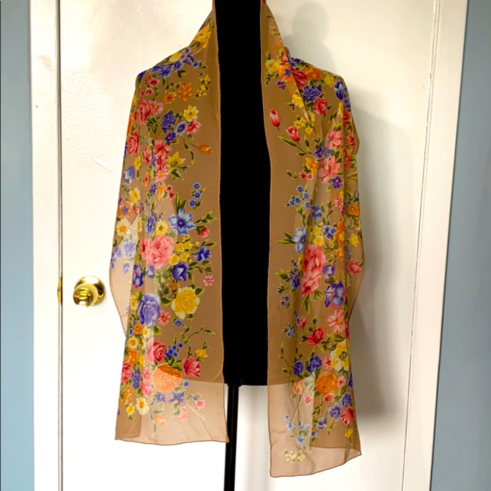 Vintage Sheer Floral Scarf